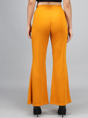 Kotty Women Yellow Flared High-Rise Parallel Trousers