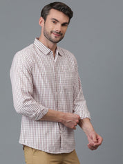 Kotty White & Red New Checked Spread Collar Casual Shirt