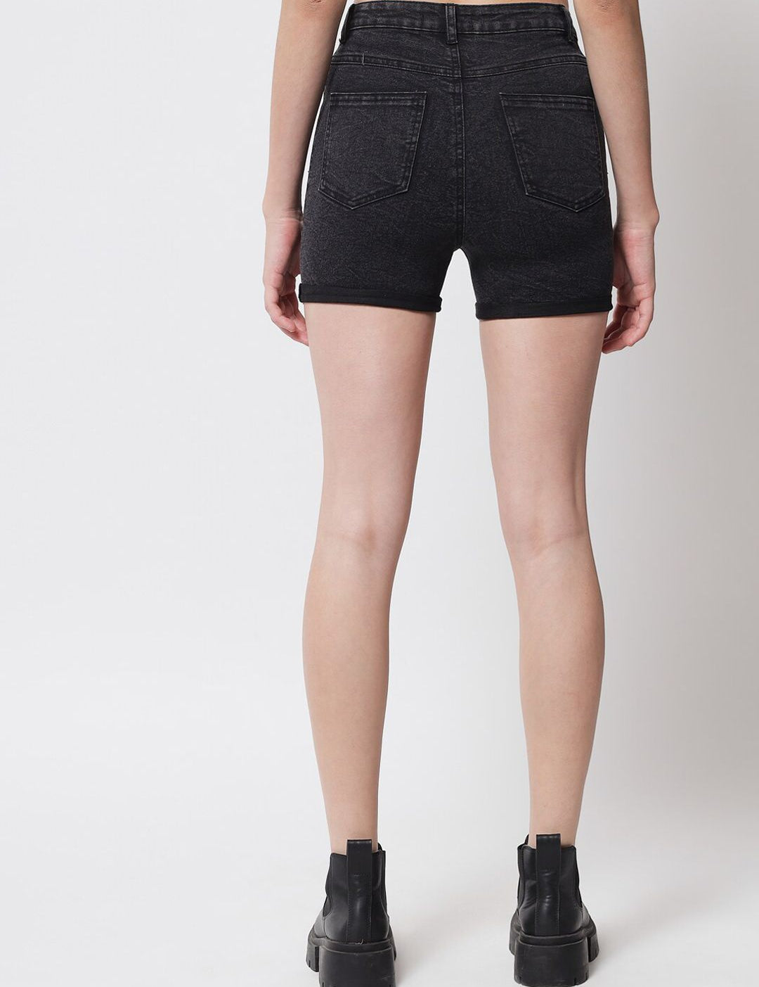 Kotty Women Black High-Rise Denim Shorts