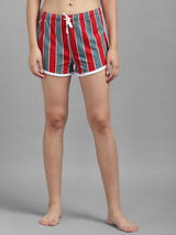Kotty Women Striped Regular Fit Hot Pants Low-Rise Shorts