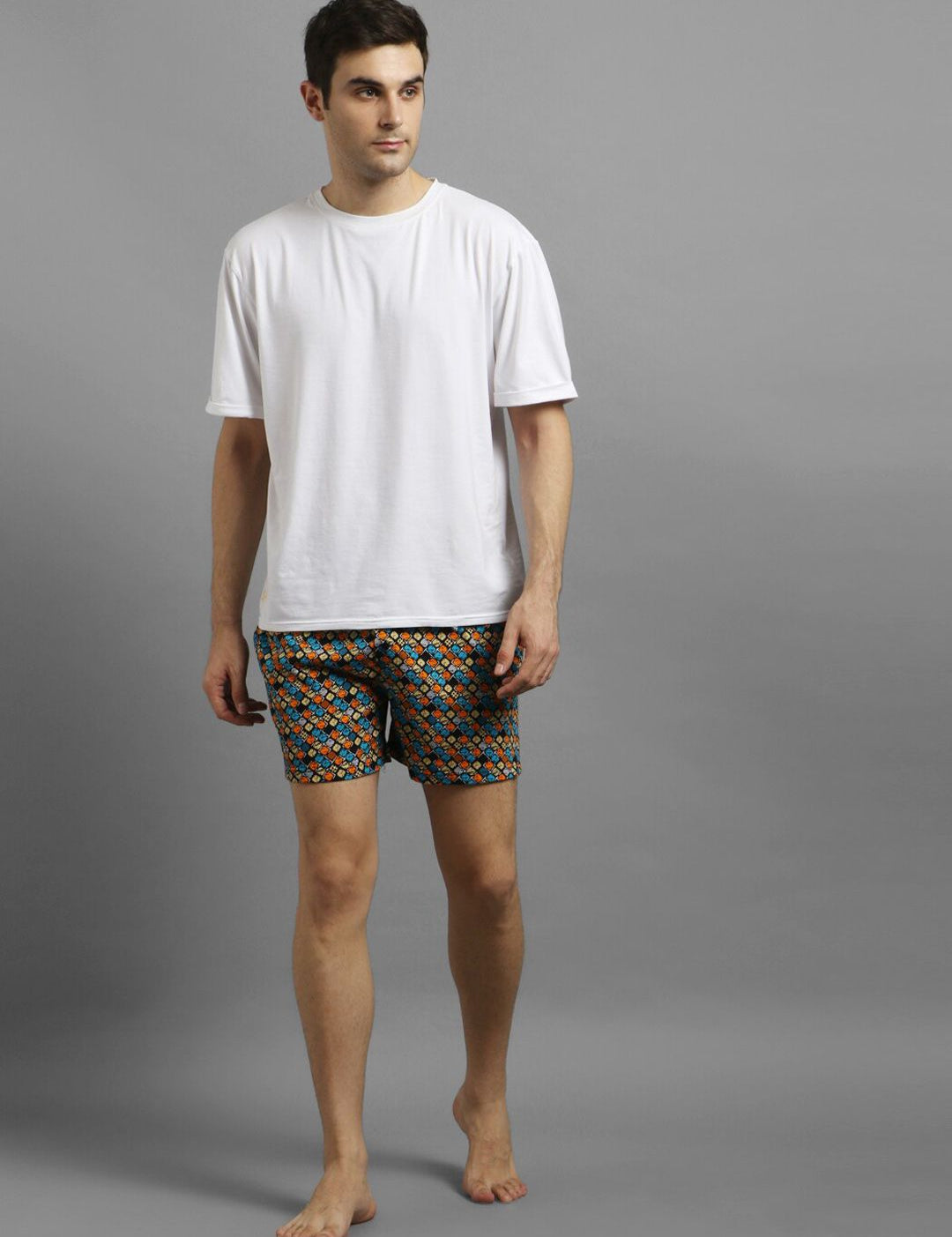 Kotty Men Blue & Orange Printed Boxers