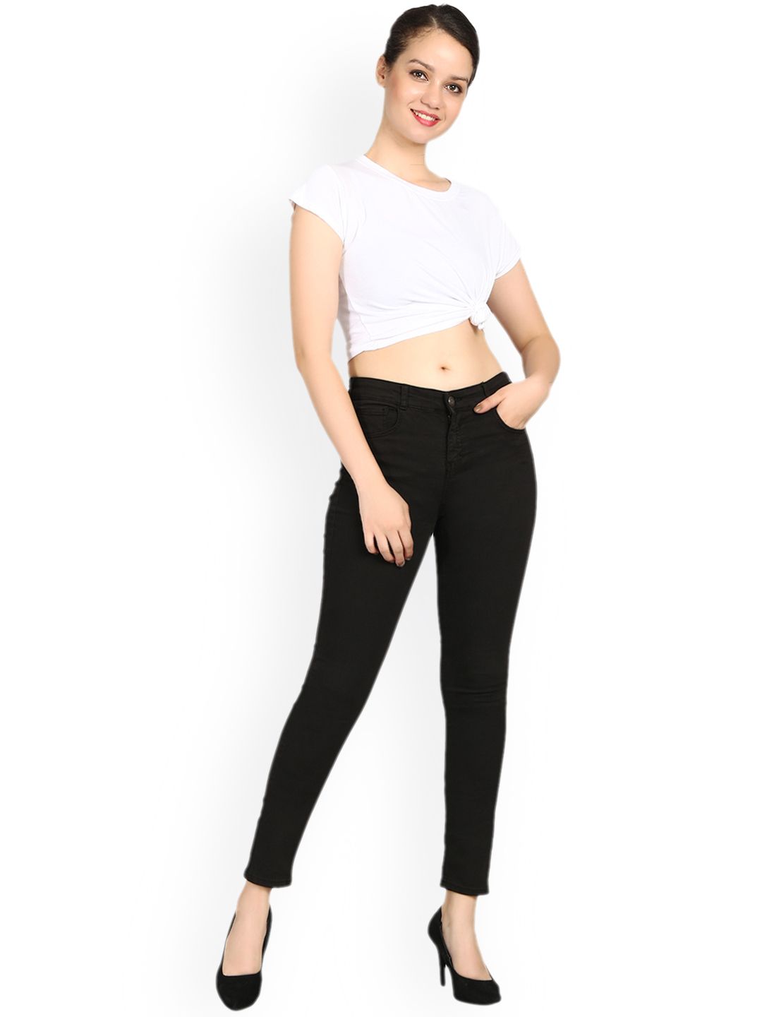 Kotty Women Black Skinny Fit High-Rise Clean Look Jeans