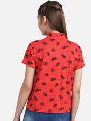 Kotty Women Red Printed Pure Cotton Top
