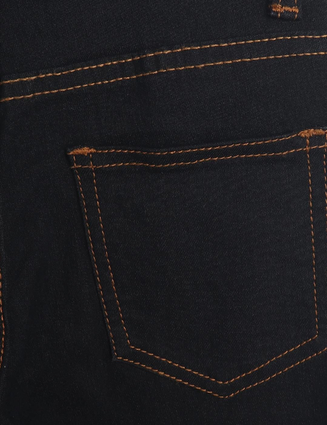 Kotty Girls Black Mid-Rise Clean Look Cotton Stretchable Jeans