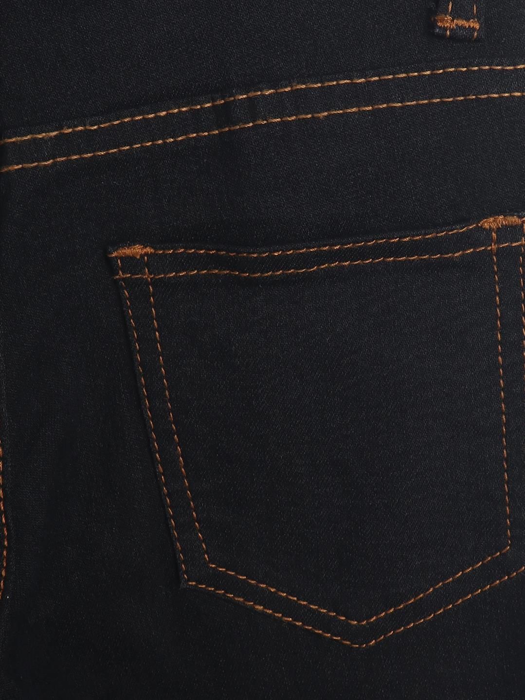 Kotty Girls Black Mid-Rise Clean Look Cotton Stretchable Jeans