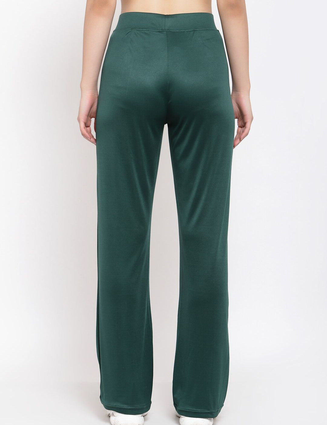 Kotty Women Green Flared High-Rise Parallel Trousers