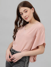 Kotty V-Neck Batwing Sleeves Solid Top