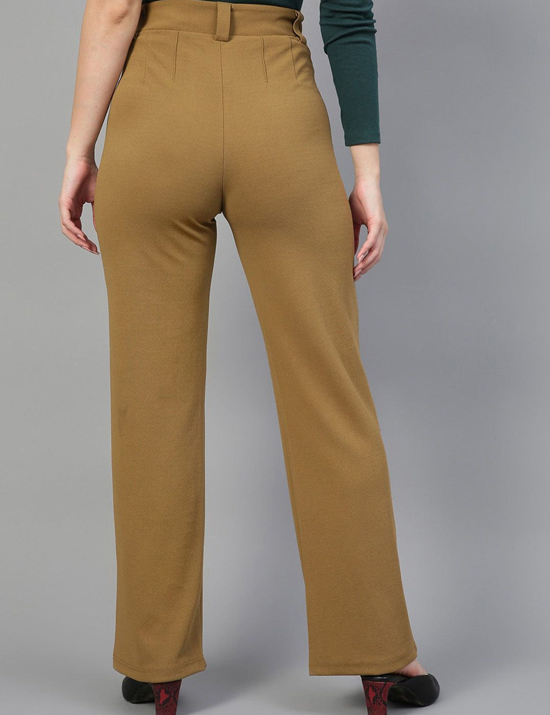 Kotty Women Pack Of 2 Relaxed Straight Leg Fit High-Rise Easy Wash Trousers