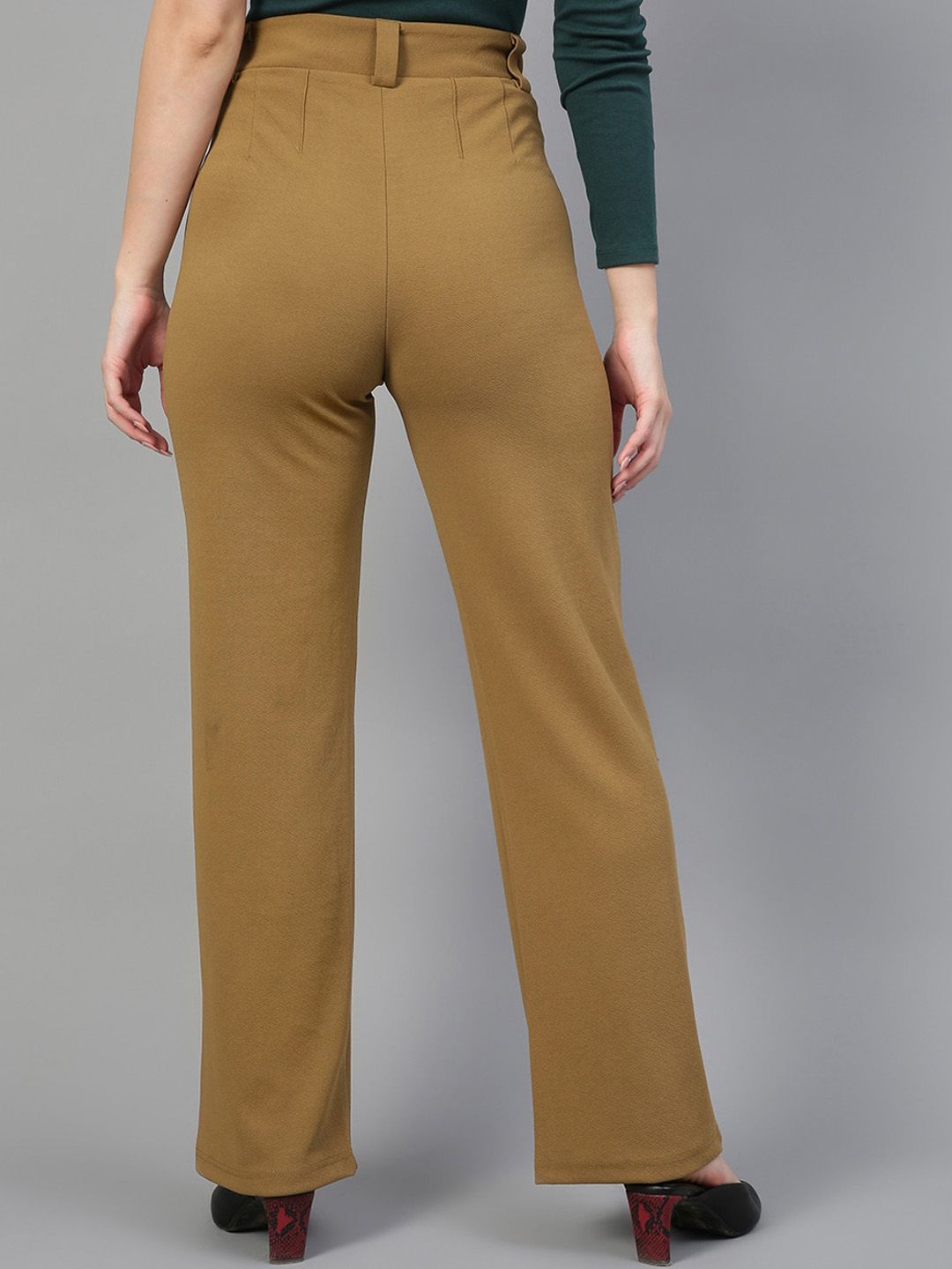 Kotty Women Pack Of 2 Relaxed Straight Leg Fit High-Rise Easy Wash Trousers