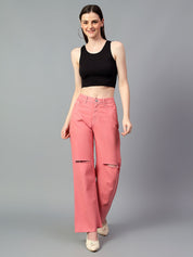 Kotty Women Bootcut High-Rise Slash Knee Stretchable Jeans