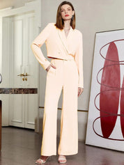 KOTTY BIZwear Beige Blazer & Trousers Co-Ord Set