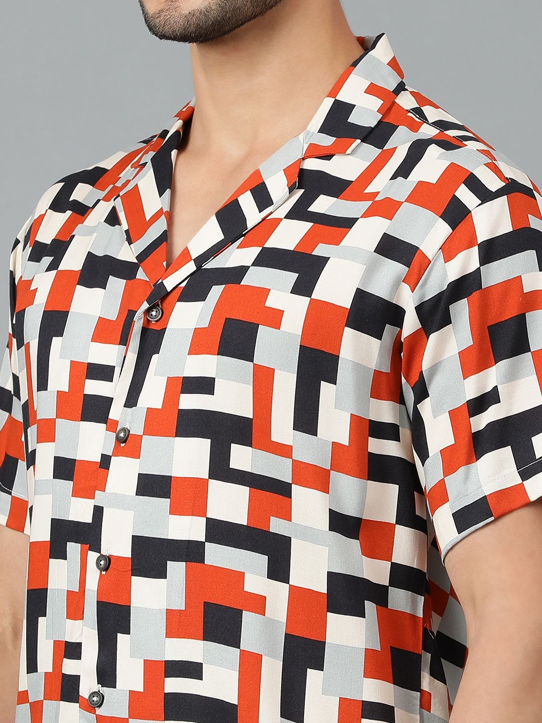 Kotty Men Geometric Printed Casual Shirt