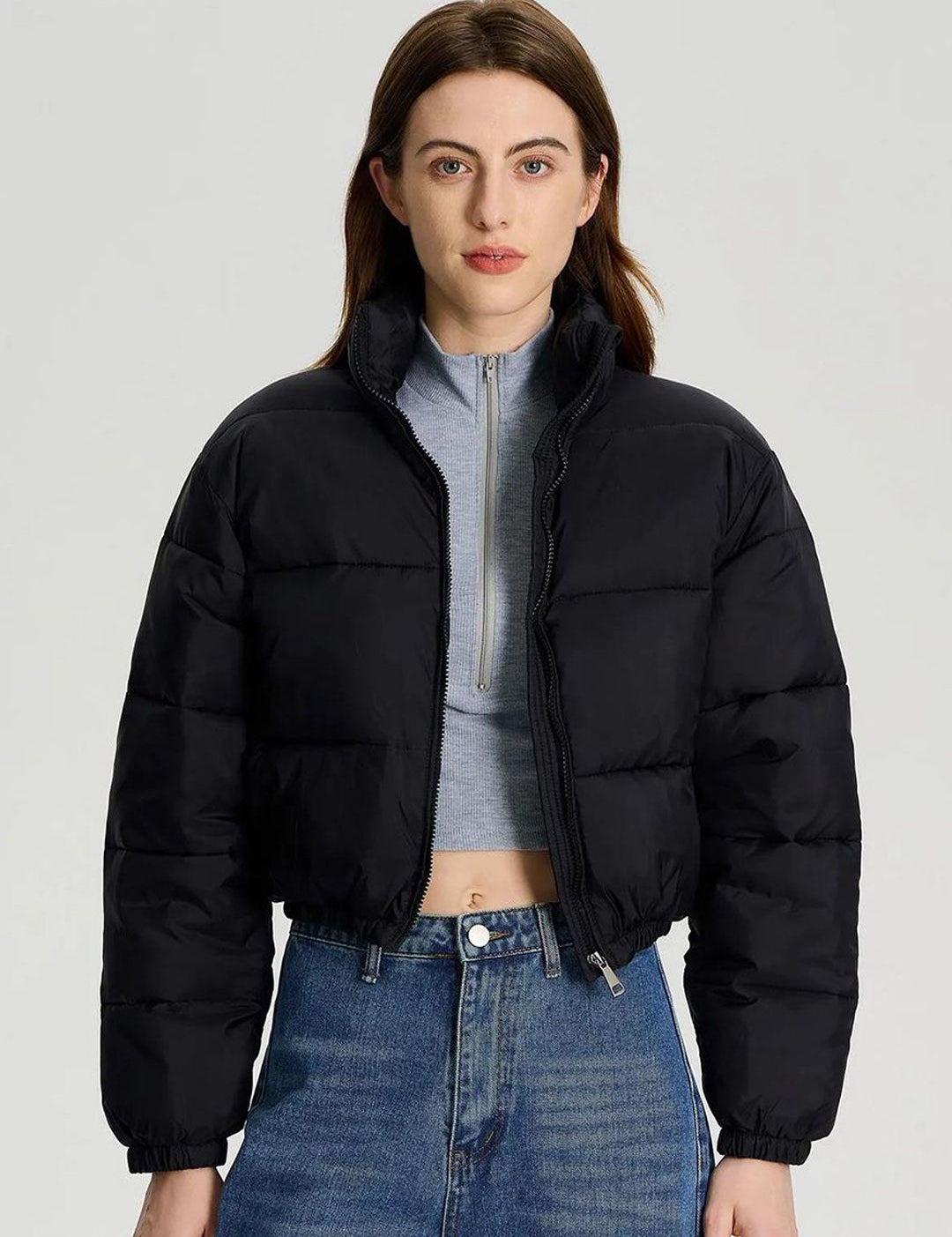 Kotty Women winters Striped Crop Puffer Jacket