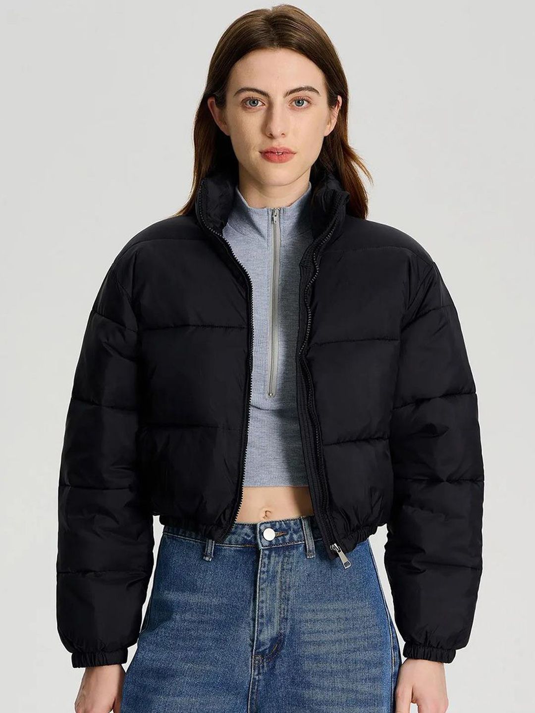 Kotty Women winters Striped Crop Puffer Jacket