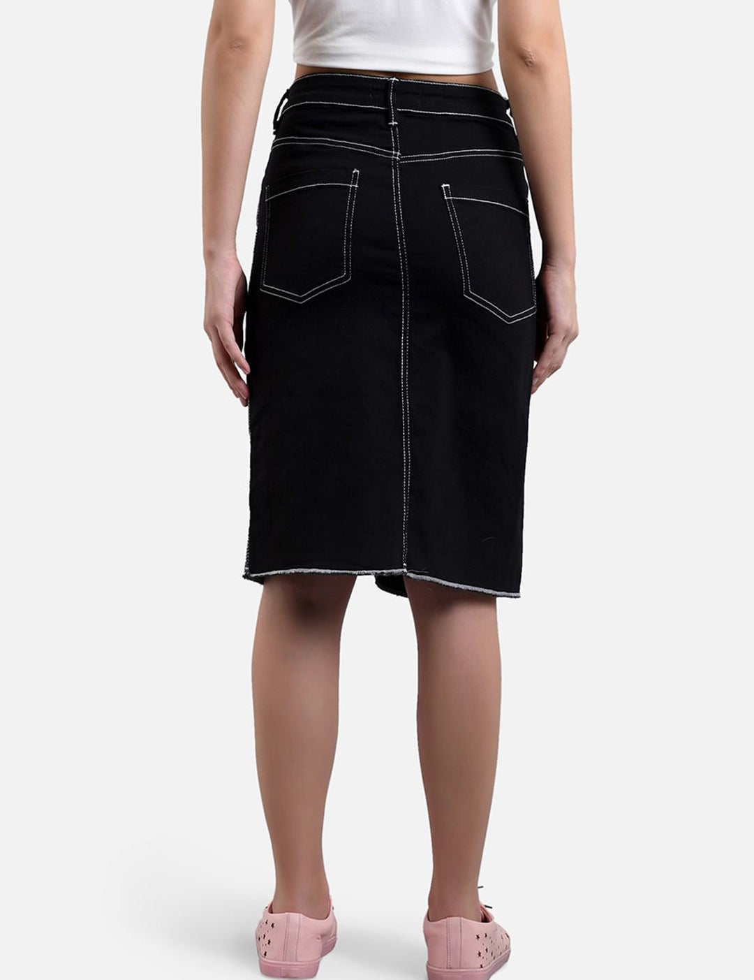 Kotty Women Black Solid Denim Skirt