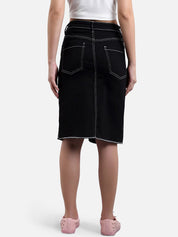 Kotty Women Black Solid Denim Skirt