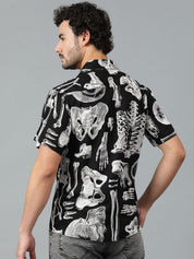 Kotty Men Cuban Collar Conversational Printed Casual Shirt