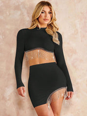 Kotty Black Round Neck Top With Skirt 