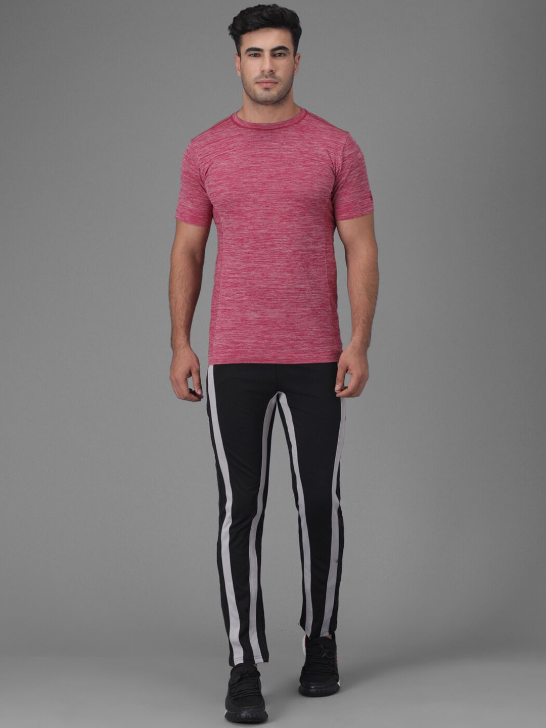 Kotty Men Black And White Striped Track Pant