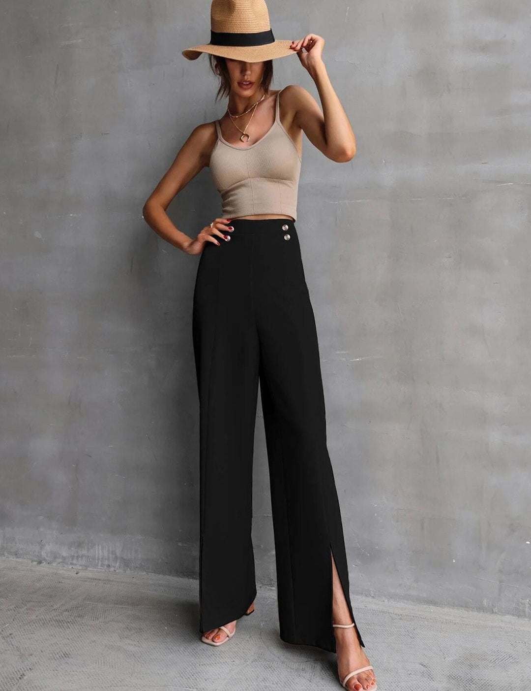 Kotty Women Relaxed Straight Fit High-Rise Easy Wash Trousers