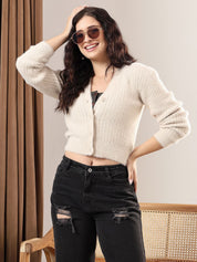 Kotty Women Cable Knit Crop Cardigan