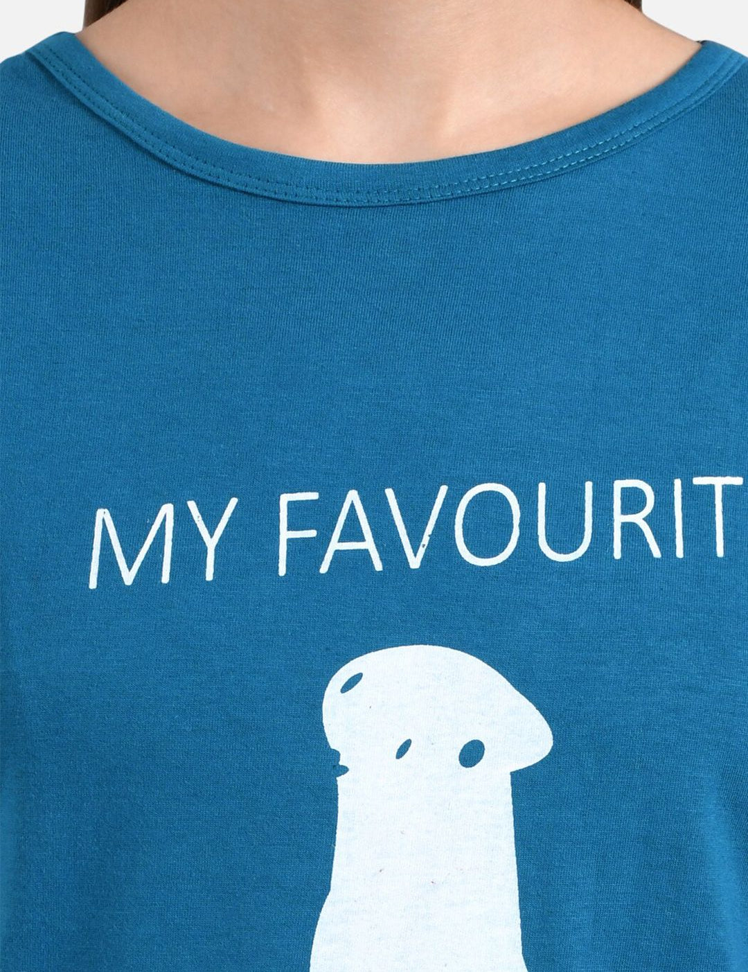 Kotty Women Blue Printed Round Neck T-shirt