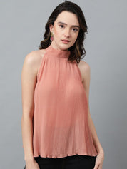 Kotty Pink High Neck Crepe Top
