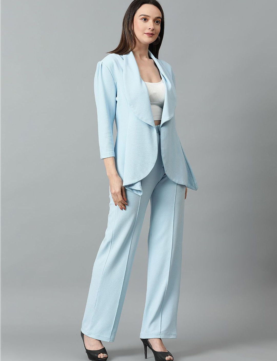 Kotty Blue Shawl Neck Blazer & Trousers
