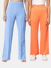 Kotty Women Pack Of 2 Straight Fit High-Rise Easy Wash Trousers