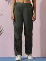 Kotty Women Relaxed High-Rise Easy Wash Pleated Cargos Trousers