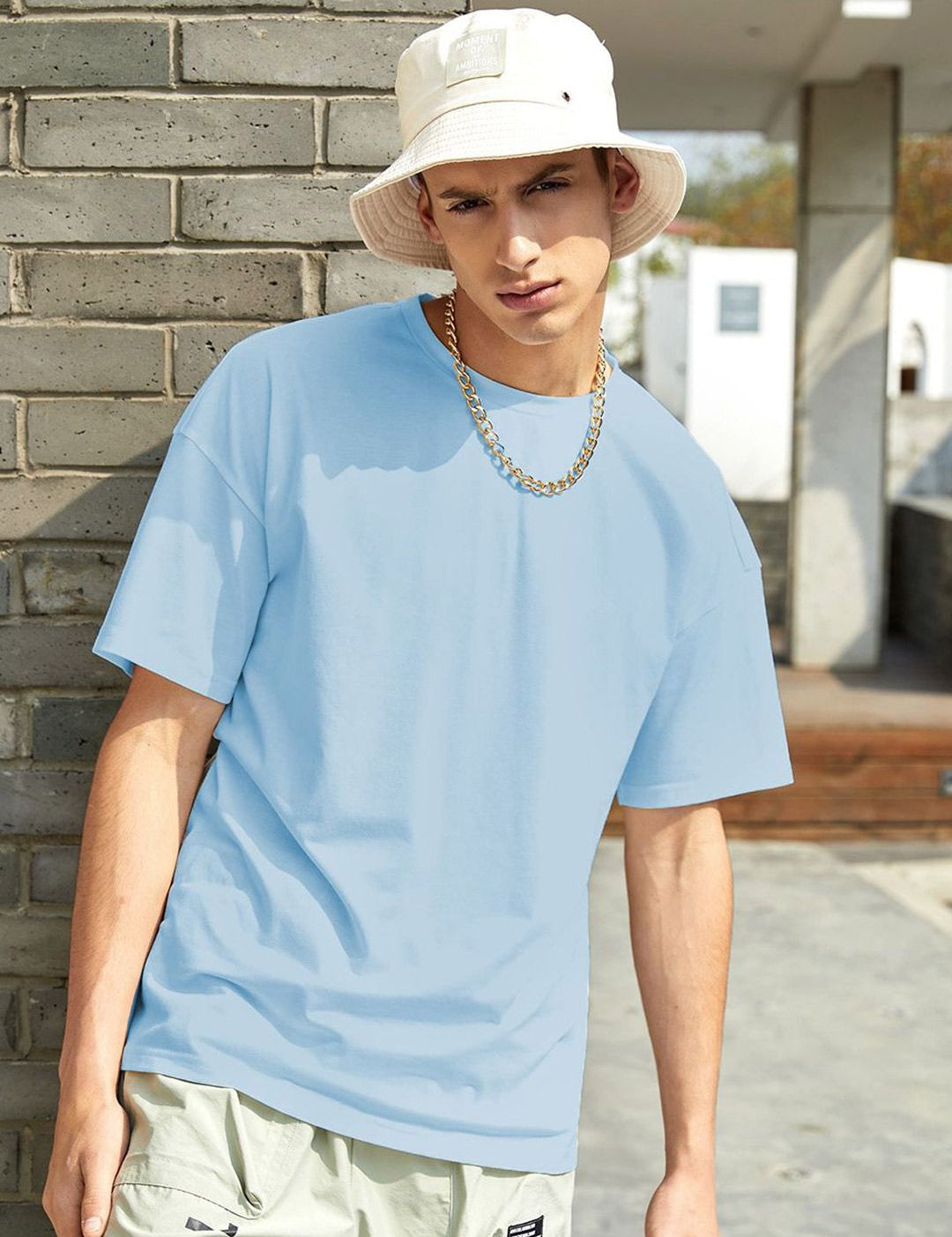 Kotty Drop-Shoulder Sleeves Oversized Cotton Casual T-Shirt