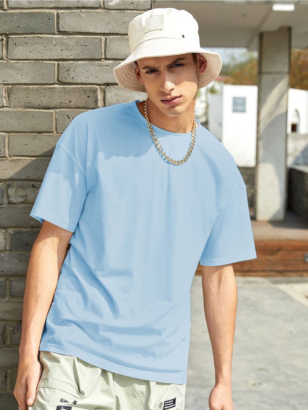 Kotty Drop-Shoulder Sleeves Oversized Cotton Casual T-Shirt