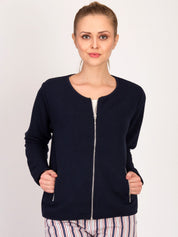 Kotty Women Blue Self Design Open Front Jacket
