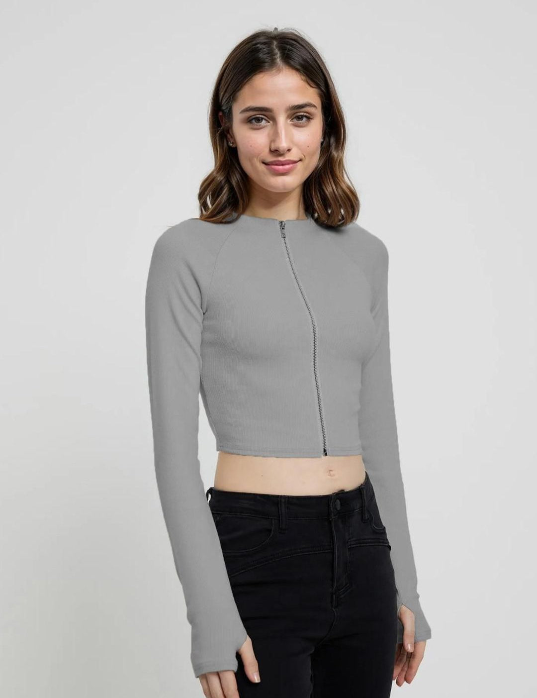 Kotty Round Neck Fitted Cotton Crop Top