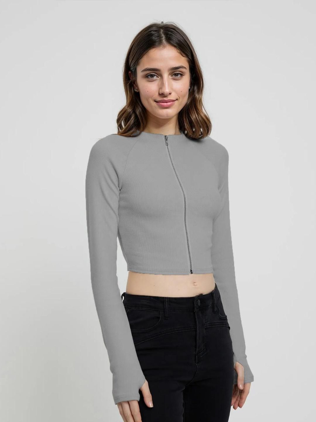 Kotty Round Neck Fitted Cotton Crop Top