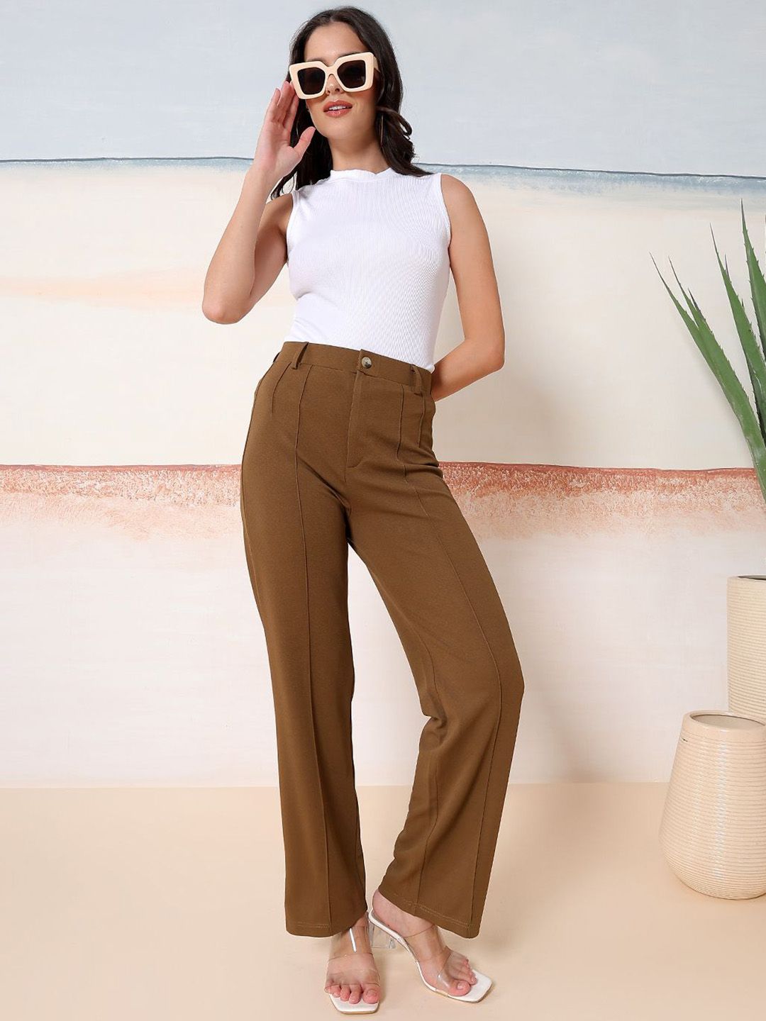 Kotty Relaxed-Fit Round Neck Crop-Top With Trousers Co-Ords

