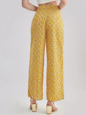 Kotty Women Multicoloured Floral Printed Relaxed High-Rise Easy Wash Trousers