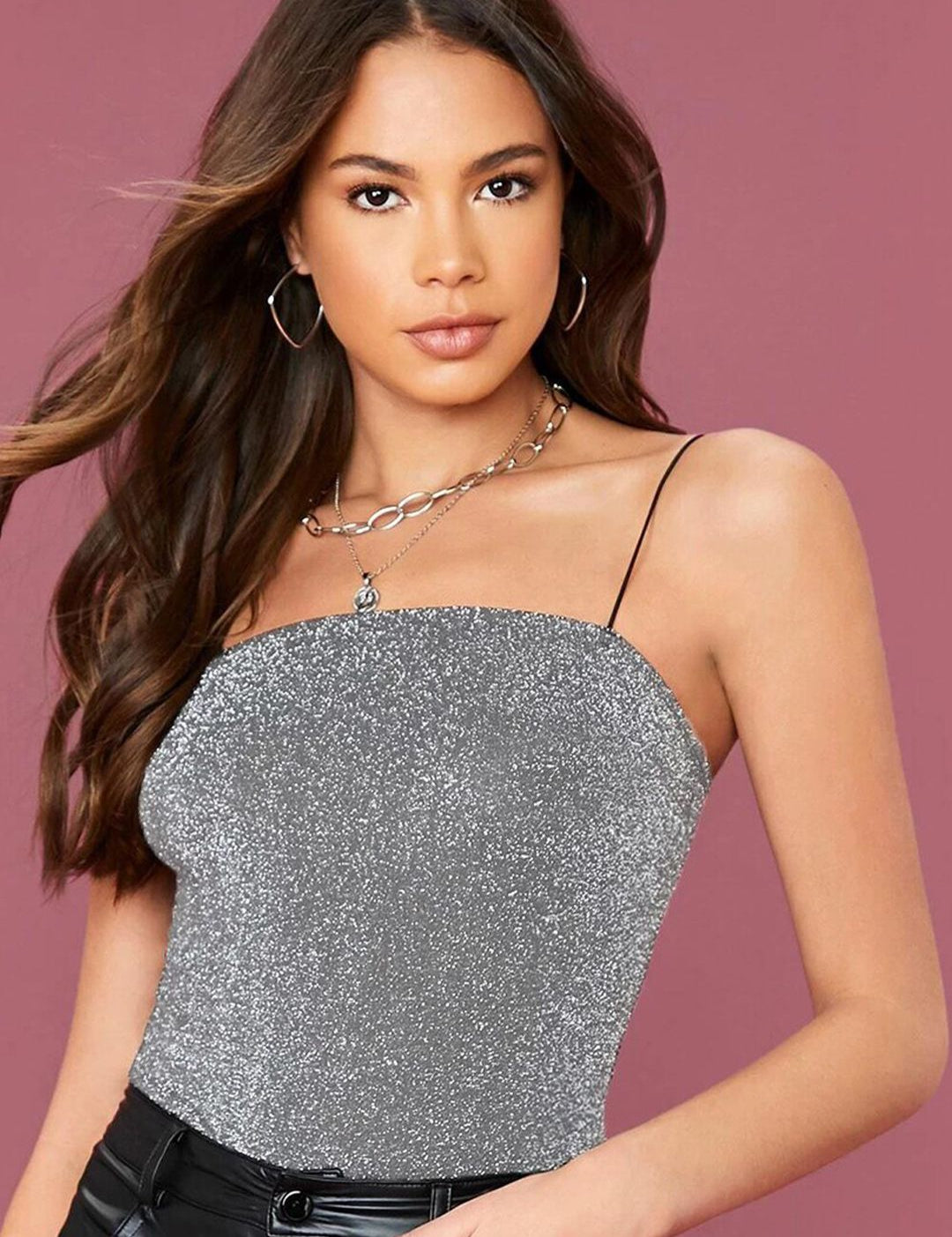 Kotty Sequined Embellished Shoulder Straps Top