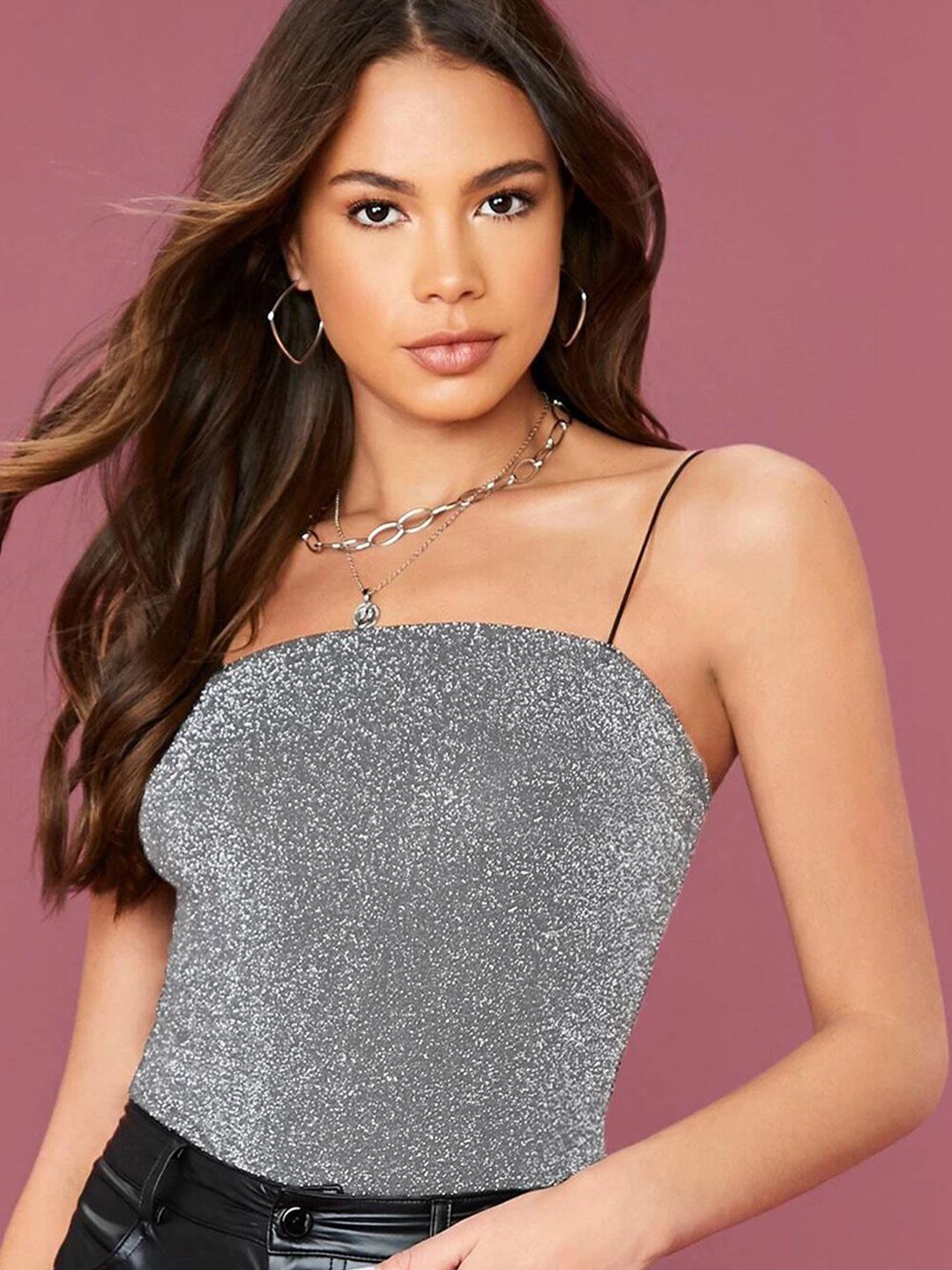 Kotty Sequined Embellished Shoulder Straps Top
