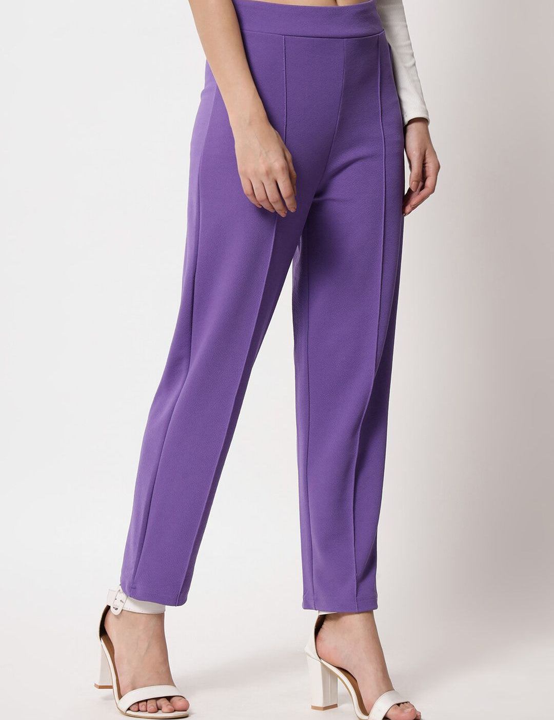 Kotty Women Purple Slim Fit Easy Wash Trousers