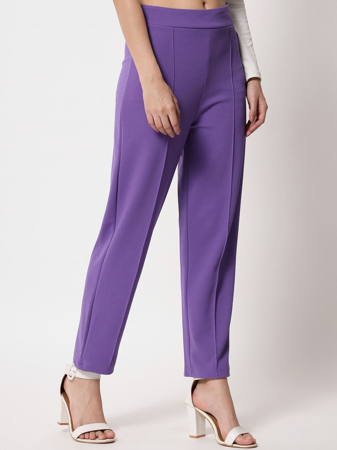 Kotty Women Purple Slim Fit Easy Wash Trousers
