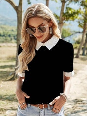 Kotty Shirt Style Solid Cotton Top