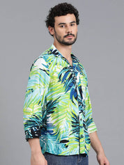Kotty Men Spread Collar Tropical Printed Casual Shirt