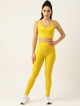 Kotty Women Lemon Yellow High-Rise Sports Bra & Tights