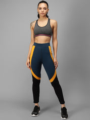 Kotty Women Green & Yellow Colourblocked Tights