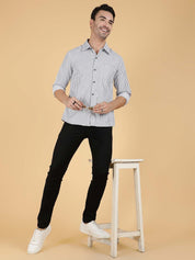 Kotty Men Relaxed Fit Spread Collar Striped Casual Shirt