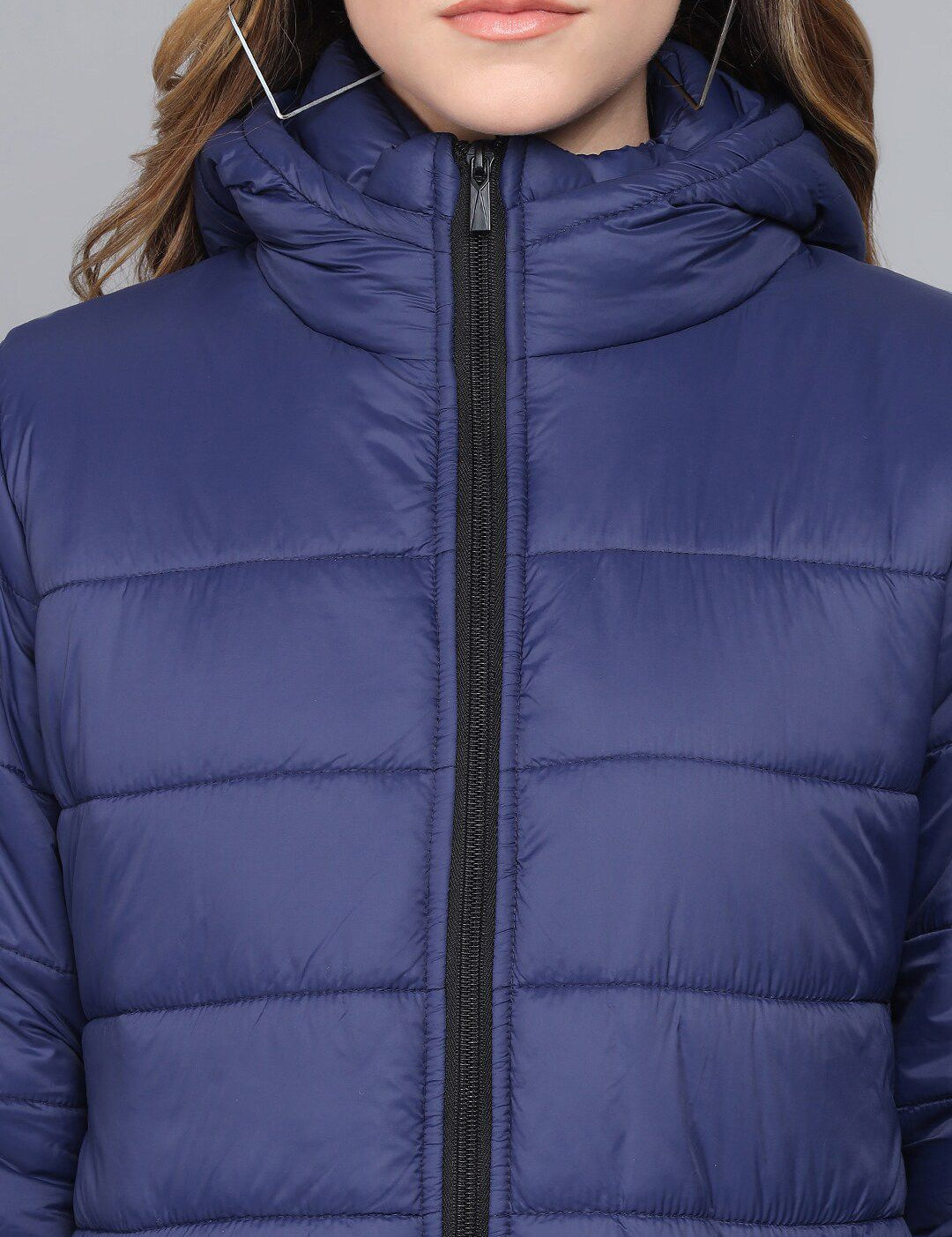 Kotty Women Blue Longline Outdoor Padded Jacket