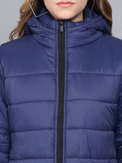 Kotty Women Blue Longline Outdoor Padded Jacket