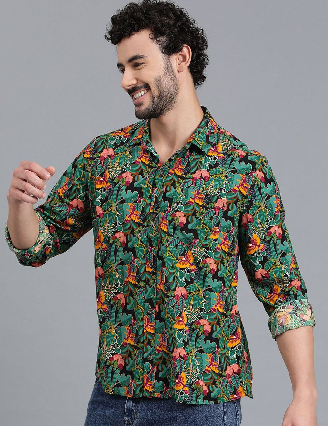 Kotty New Relaxed Fit Floral Printed Spread Collar Casual Shirt