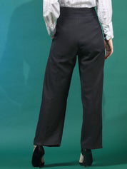 Kotty Women Relaxed Straight Fit High-Rise Easy Wash Pleated Trousers